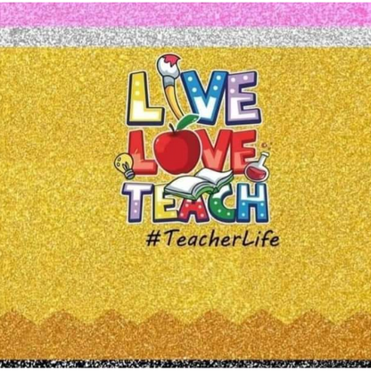 Handmade Yellow High Gloss Tumbler 20oz Live Love Teach Print